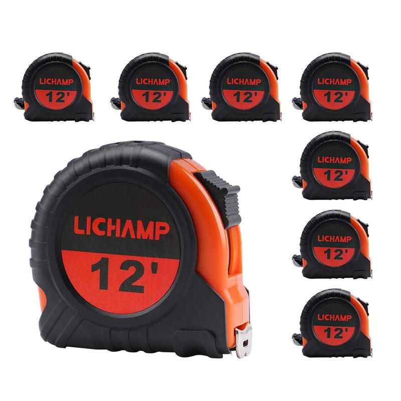 LICHAMP Tape Measure 12 ft, 8 Pack Bulk Easy Read Measuring Tape Retractable with Fractions 1/8, Measurement Tape 12-Foot by 1/2-Inch - Image 1